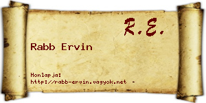 Rabb Ervin névjegykártya